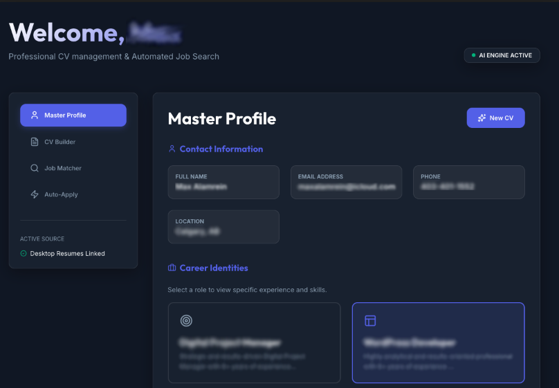 AI Career OS (CV & Job Matcher) Interface